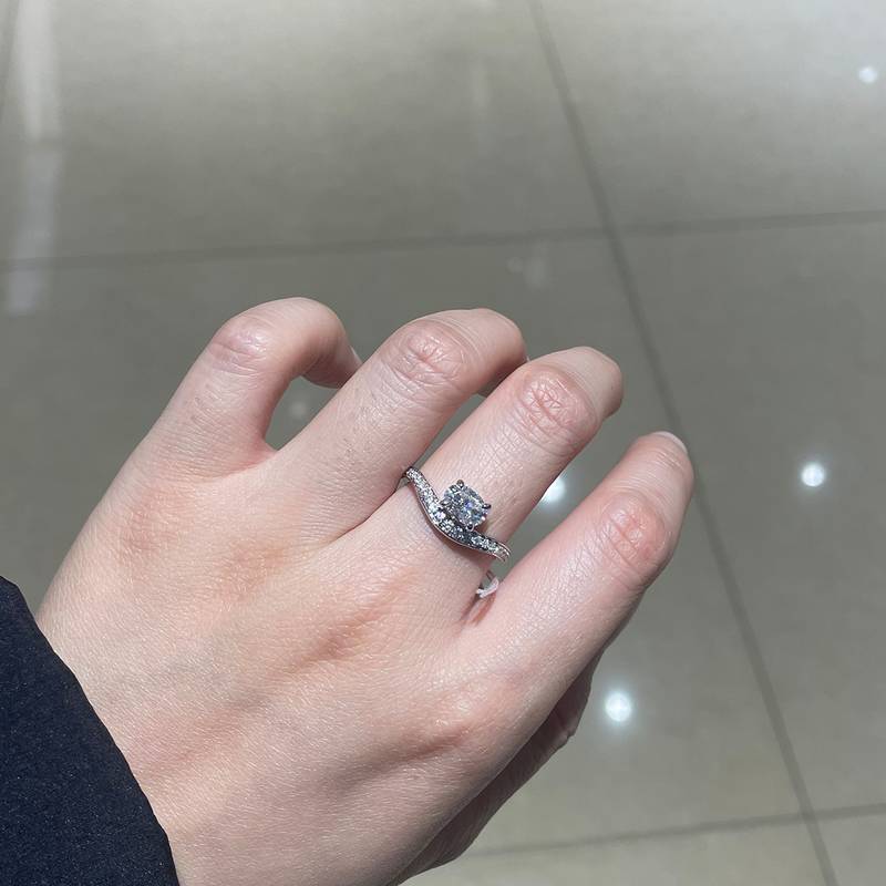 蛋形钻排戒S925银镀白金定制选款主石Moissanite1.0ct/副石高碳钻